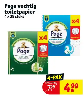 Kruidvat Page vochtig toiletpapier 4 x 38 stuks aanbieding