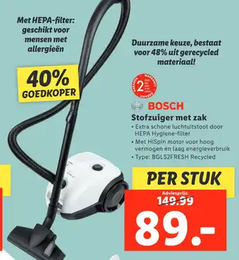 Lidl Bosch stofzuiger met zak aanbieding