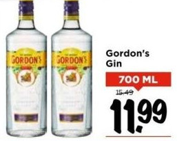 Vomar Voordeelmarkt Gordon's gin aanbieding