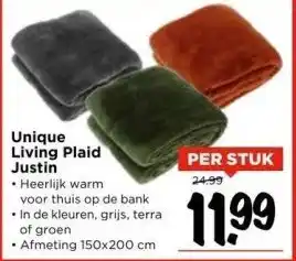 Vomar Voordeelmarkt Unique living plaid justin aanbieding