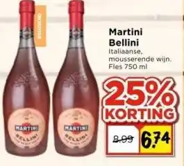 Vomar Voordeelmarkt Martini bellini italiaanse, mousserende wijn. fles 750 ml aanbieding