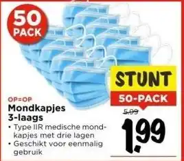 Vomar Voordeelmarkt Mondkapjes 3-laags aanbieding