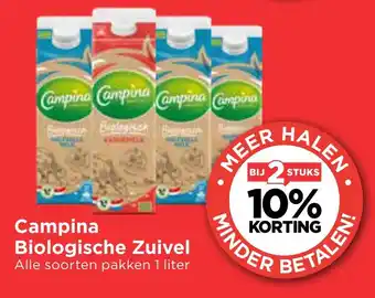 Vomar Voordeelmarkt Campina Biologische Zuivel bij 2 stuks 10% korting aanbieding