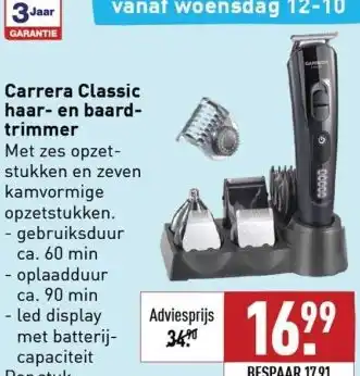 ALDI Carrera classic haar- en baardtrimmer aanbieding