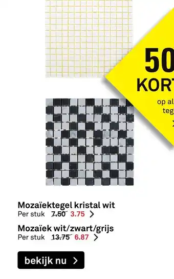 Karwei Mozaiektegel kristal wit aanbieding