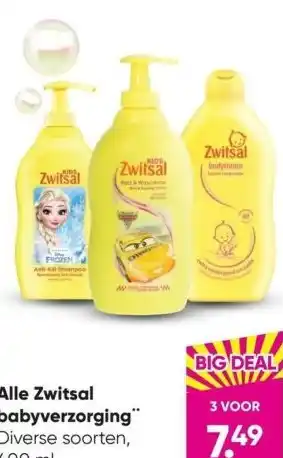 Big Bazar Alle Zwitsal babyverzorging 400 ml aanbieding