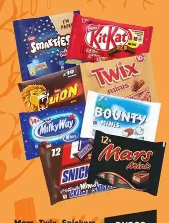 Big Bazar Mars, Twix, Snickers, Bounty, Lion, Kitkat, Smarties of Milky Way mini's 158-227 gram aanbieding