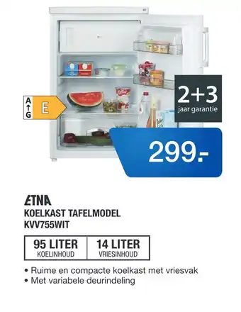 Electroworld Etna koelkast tafelmodel kvv755wit aanbieding