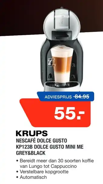 Electroworld Krups nescafé dolce gusto kp123b dolce gusto mini me grey&black aanbieding