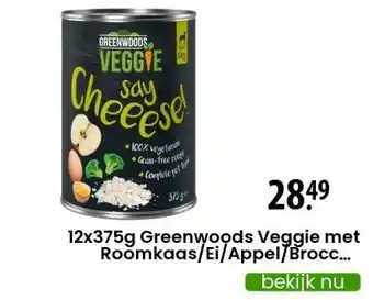 Zooplus 12x375g greenwoods veggie met roomkaas/ei/appel/broccoli hondenvoer aanbieding