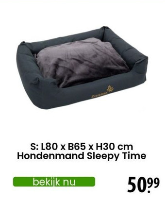 Zooplus S: l80 x b65 x h30 cm hondenmand sleepy time aanbieding