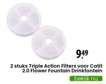 Zooplus 2 stuks triple action filters voor catit 2.0 flower fountain drinkfontein aanbieding