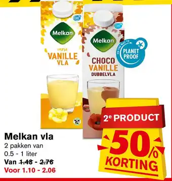 Hoogvliet Melkan vla 1liter aanbieding