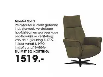 Montel Montèl solid relaxfauteuil aanbieding