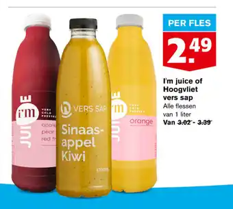 Hoogvliet I'm juice of vers sap 1 liter aanbieding