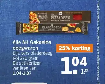 Albert Heijn Alle AH Gekoelde deegwaren 270 gram aanbieding