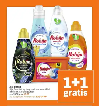 Albert Heijn Alle Robijn 2 flessen a 19 wasbeurten aanbieding