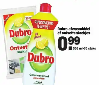 ALDI Dubro afwasmiddel of ontvetterdoekjes aanbieding