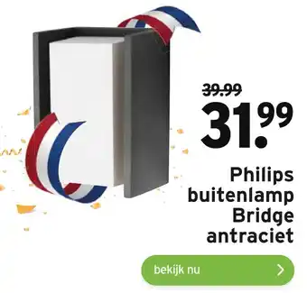 GAMMA Philips buitenlamp Bridge antraciet aanbieding