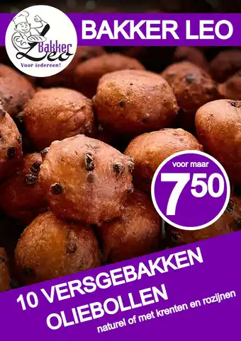 Bakker Leo 10 versgebakken oliebollen naturel of met krenten en rozijnen aanbieding