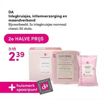 DA DA Inlegkruisjes, Intiemverzorging En Maandverband aanbieding