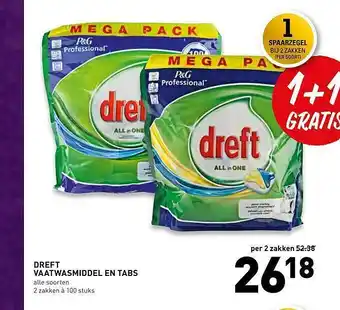 De Kweker Dreft Vaatwasmiddel En Tabs 1+1 Gratis aanbieding