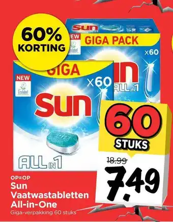 Vomar Voordeelmarkt Sun Vaatwastabletten All-in-One 60% Korting aanbieding