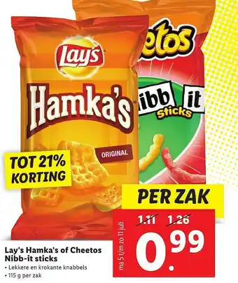 Lidl Lay's Hamka's Of Cheetos Nibb-It Sticks Tot 21% Korting aanbieding