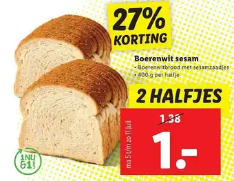 Lidl Boerenwit Sesam 27% Korting aanbieding