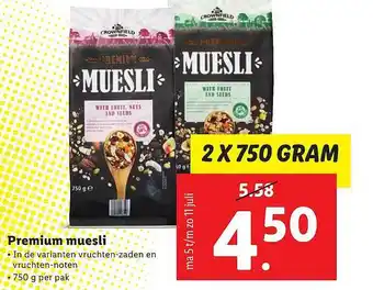 Lidl Crownfield Premium Muesli aanbieding