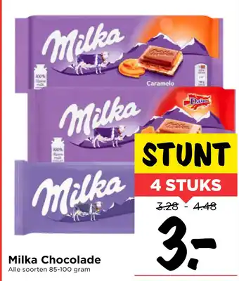 Vomar Voordeelmarkt Milka Chocolade 4 stuks aanbieding