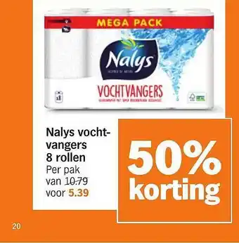 Albert Heijn Nalys vochtvangers 8 rollen 50% korting aanbieding