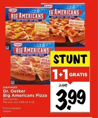 Vomar Voordeelmarkt Dr. oetker big americans pizza 1+1 gratis aanbieding