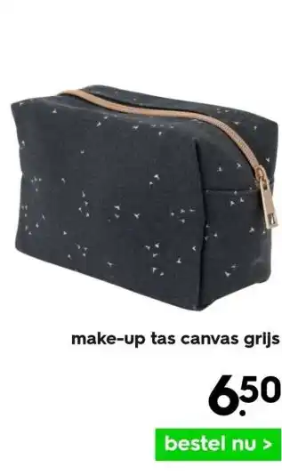 HEMA Make-up tas canvas grijs aanbieding