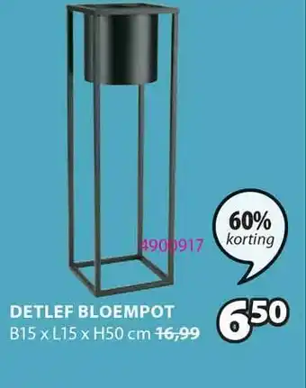 Jysk Detlef Bloempot B15 X L15 X H50 Cm 60% Korting aanbieding