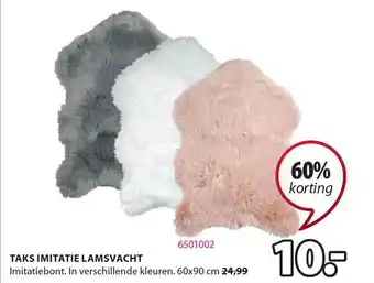 Jysk Taks Imitatie Lamsvacht 60% Korting aanbieding