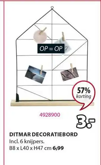 Jysk Ditmar Decoratiebord Incl. 6 Knijpers B8 X L 40 X H47 Cm 57% Korting aanbieding