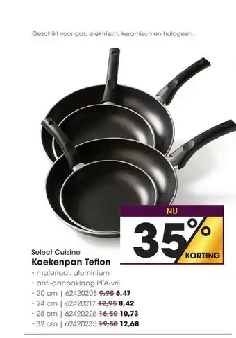 HANOS Select Cuisine Koekenpan Teflon 35% Korting aanbieding