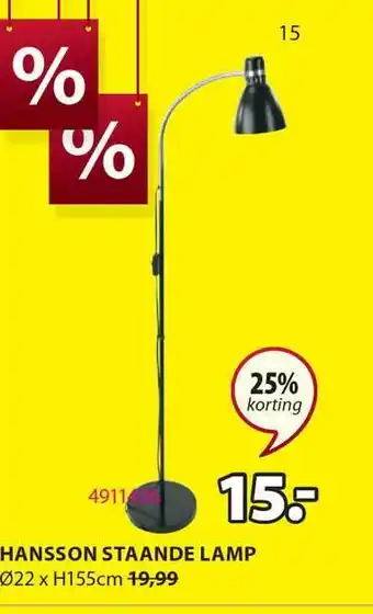 Jysk Hansson Staande Lamp Ø22 X H155 Cm 25% Korting aanbieding