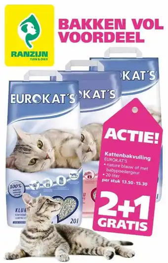 Ranzijn Kattenbakvulling eurokats 2+1 gratis aanbieding