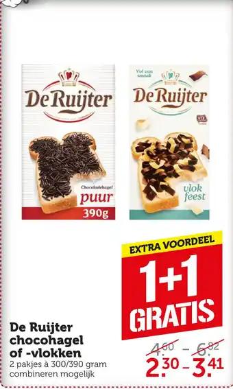 Coop De ruijter chocohagel of -vlokken aanbieding