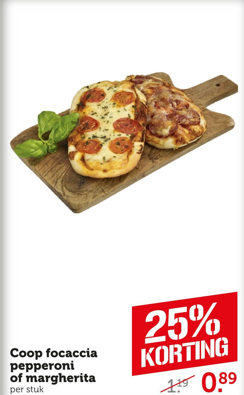 Coop focaccia pepperoni of margherita aanbieding bij Coop