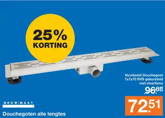 BOUWMAAT Douchegoot 7x7x70 RVS geborsteld met vloerflens aanbieding