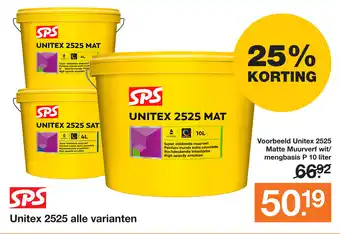 BOUWMAAT SPS unitex 2525 alle varianten aanbieding