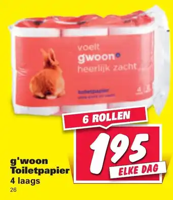 Nettorama G'woon toiletrpapier 4-laags 6 rollen aanbieding