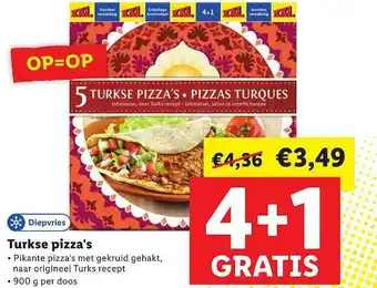 Lidl Turkse Pizza's 4+1 Gratis 900g aanbieding