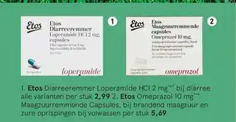 Etos Etos Etos Diarreeremmer Loperamide HCI 2 Mg Of Etos Omeprazol 10 Mg Maagzuurremmende Capsules aanbieding