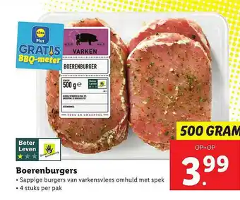 Lidl Boerenburgers 500g aanbieding