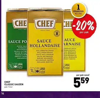 De Kweker Chef Classic Sauzen 1 liter aanbieding