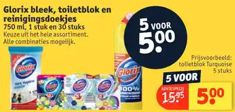 Kruidvat Glorix bleek, toiletblok en reinigingsdoekjes aanbieding